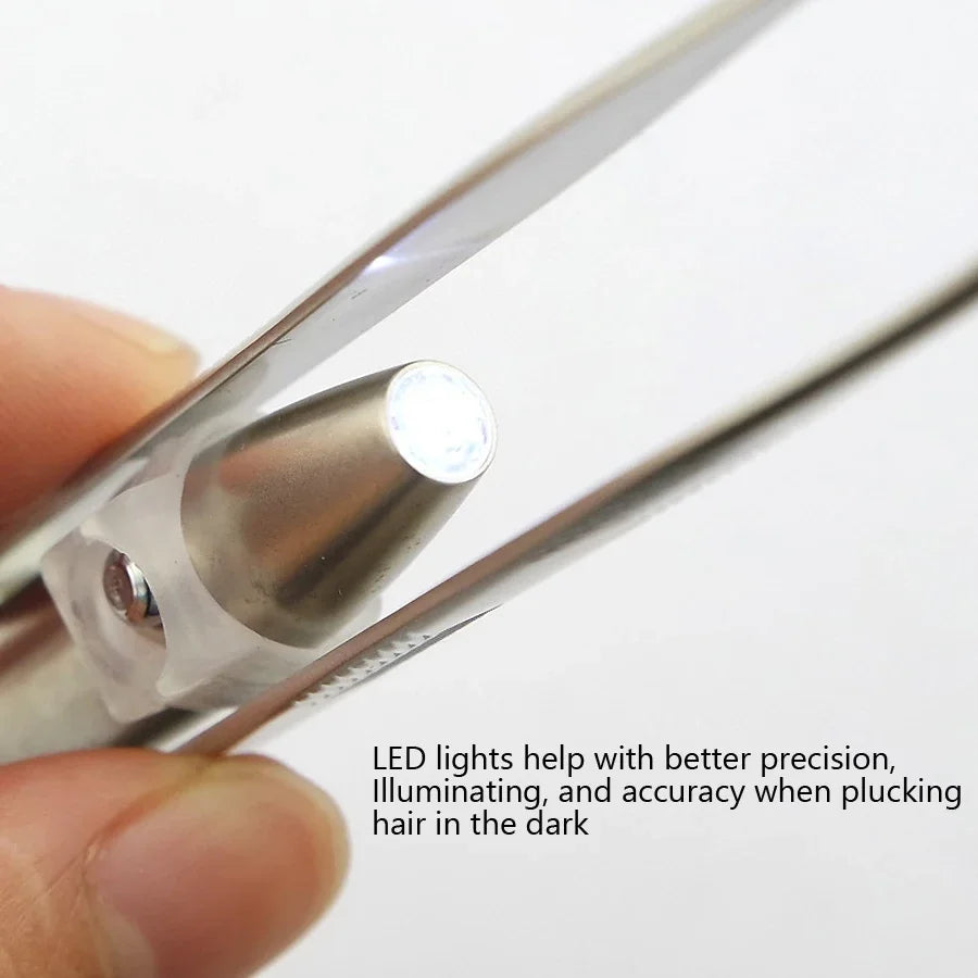 Pinzas para cejas con luz LED