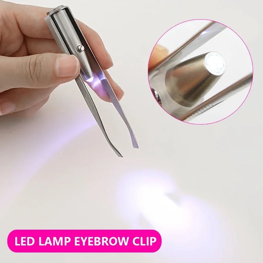 Pinzas para cejas con luz LED